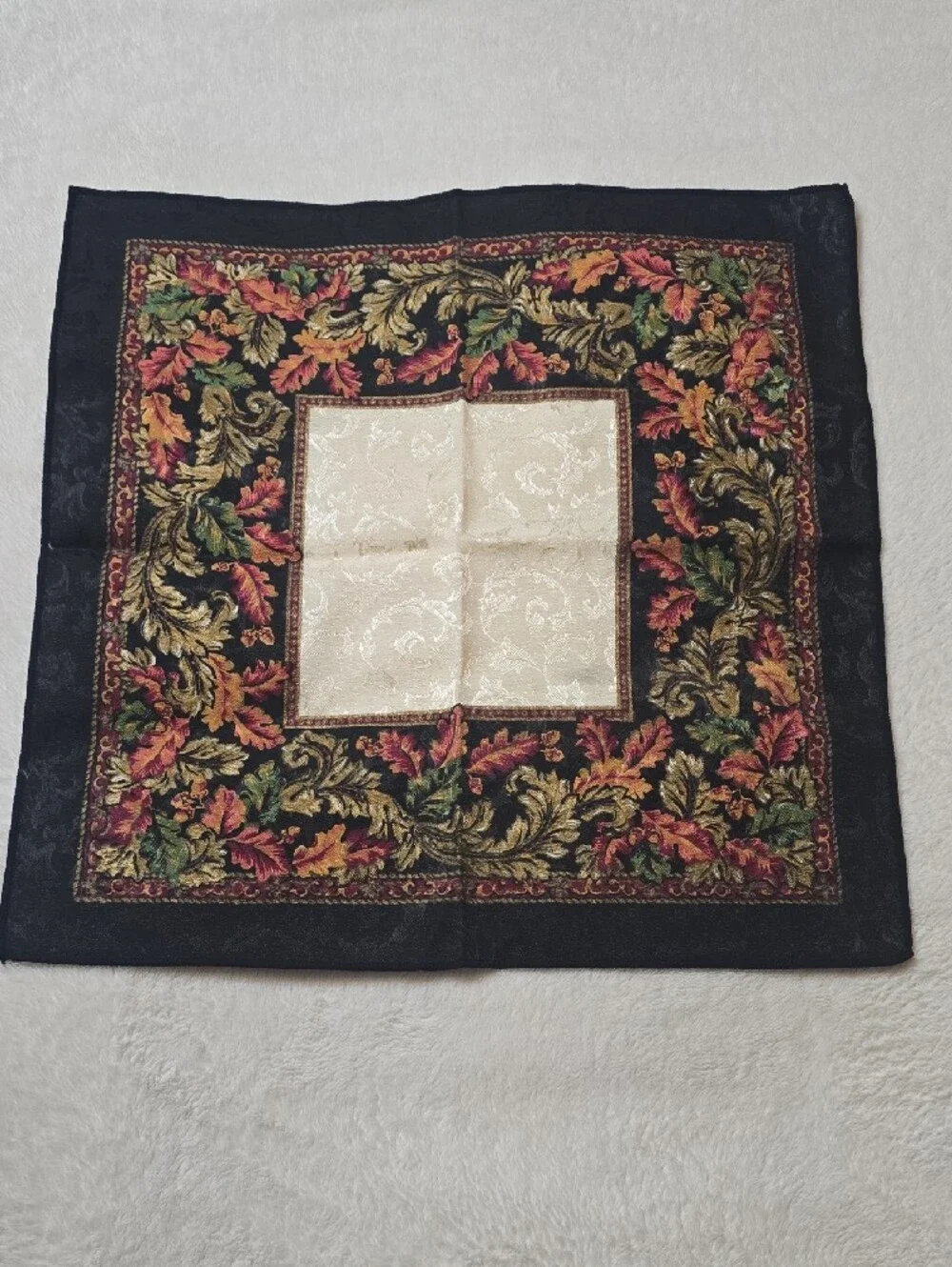 Black & Cream Floral Jacquard Table Linens Set Of 8